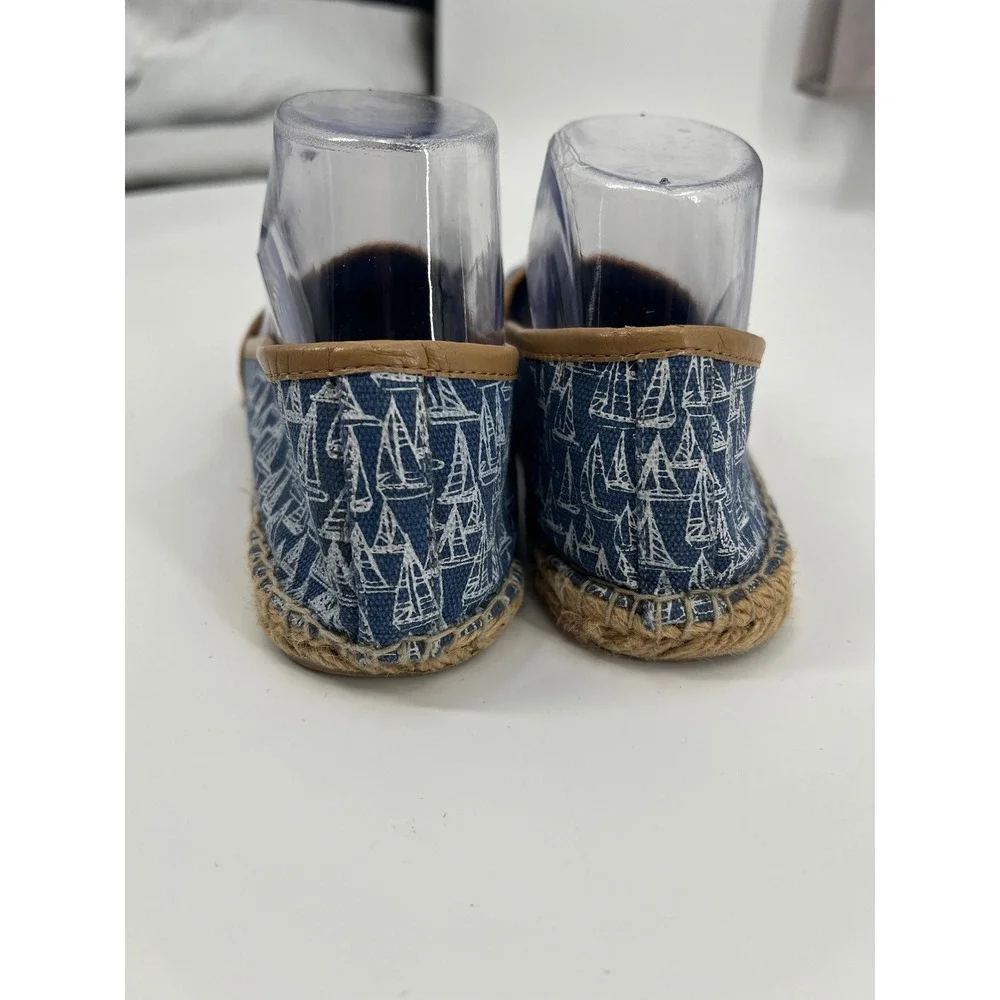 Tommy Hilfiger Sailboat Print Espadrille Flats Blue White Nautical Slip On